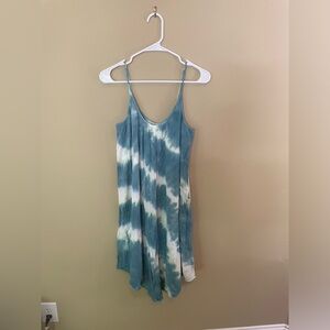 KNOX ROSE womens teal & white tie dye dress, Sz L